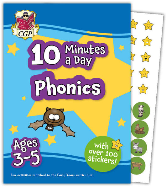 CGP 10 Minutes a Day Phonics for Ages 3-5 (with reward stickers)