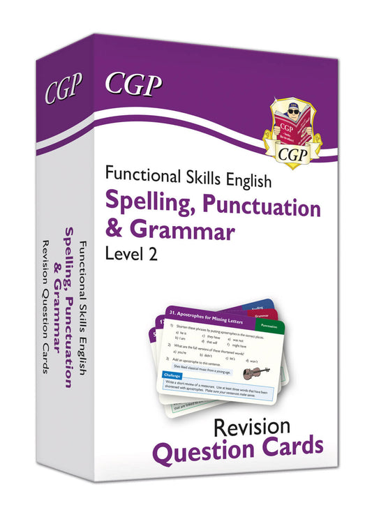 CGP Functional Skills English Revision Question Cards: Spelling, Punctuation & Grammar - Level 2