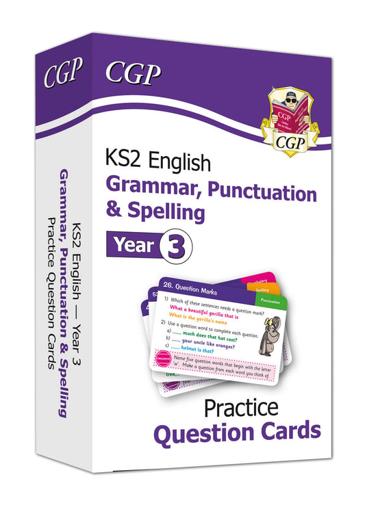 CGP, KS2 English Year 3 Practice Question Cards: Grammar, Punctuation & Spelling